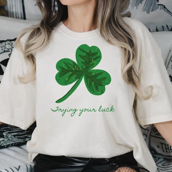 Tops - Lucky St Patricks Day Tee, Lucky Clover Tshirt, Gift For St Patricks Day